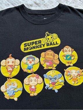 Nintendo Super Monkey Ball Graphic Tee - Black with Yellow Characters small